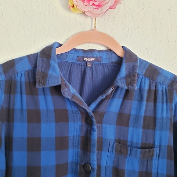 Madewell Latitude Blue and Black Buffalo Check Tunic Shirt Dress - Picture 7 of 10